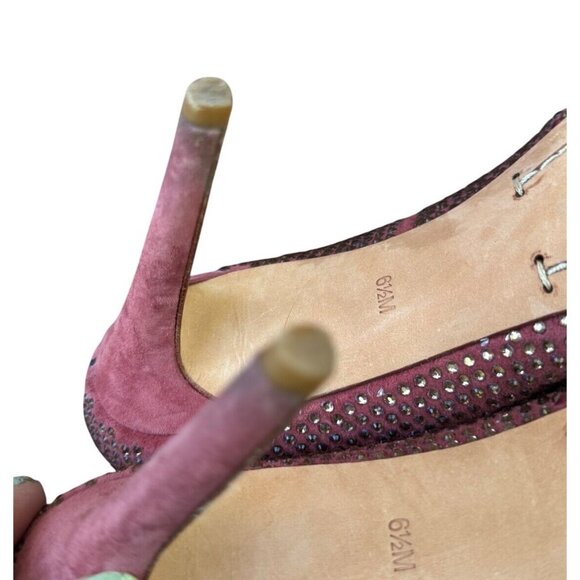 Tory Burch Phoenix Charm Logo Pumps Size 6.5 Pave Crystal Conceria Cameo Shoes - Picture 11 of 14